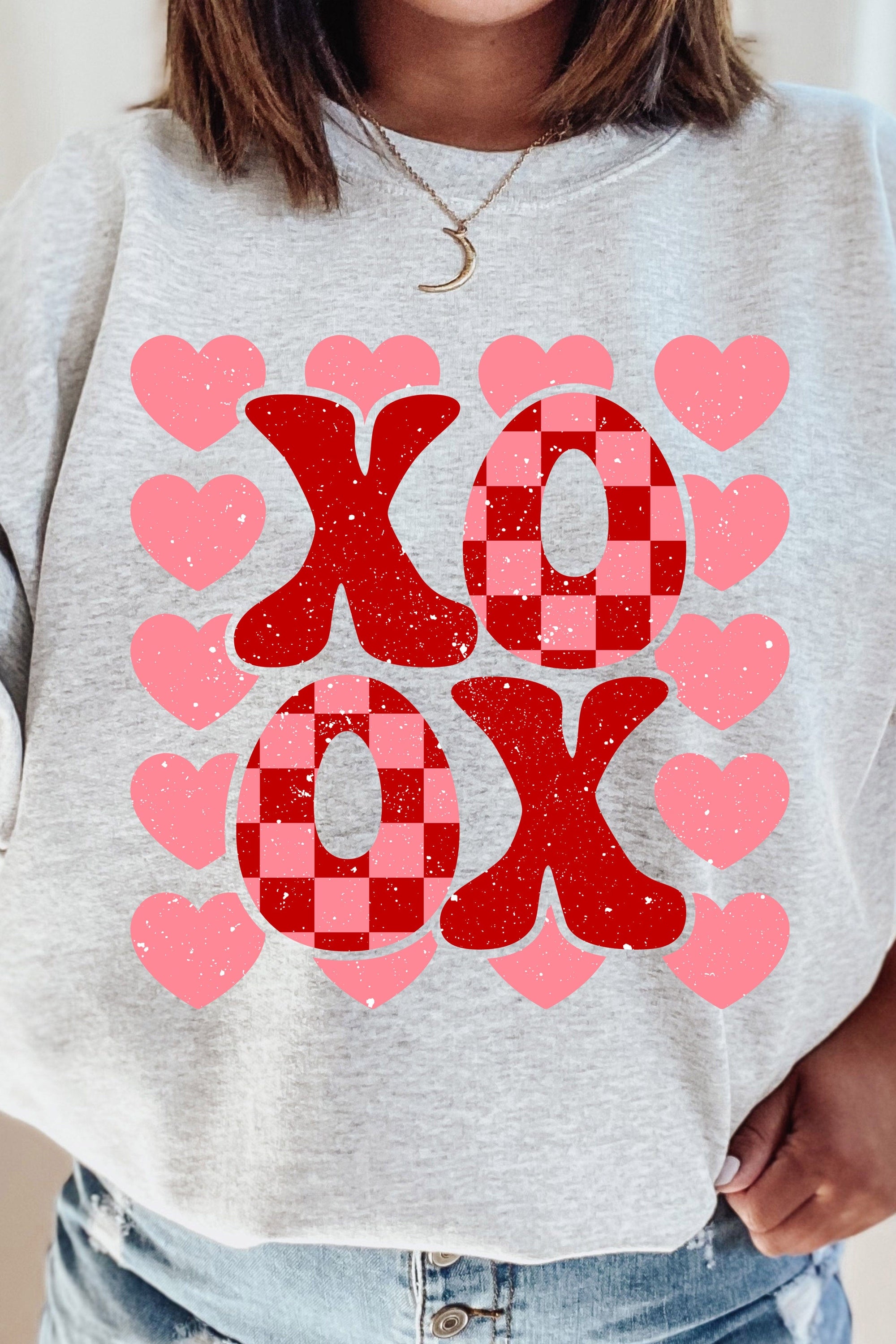 XOXO Hearts Fleece Lined Sweatshirt