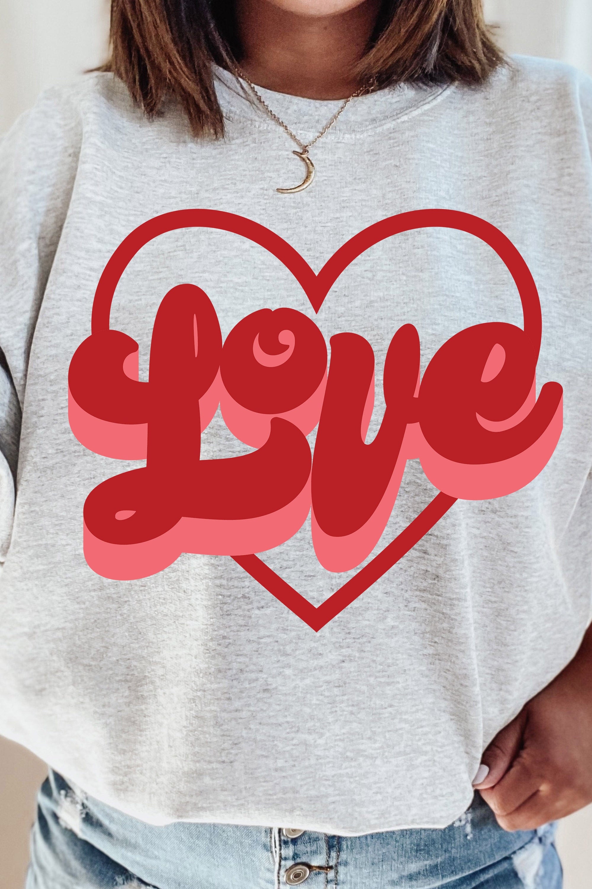 Love Heart Fleece Lined Sweatshirt