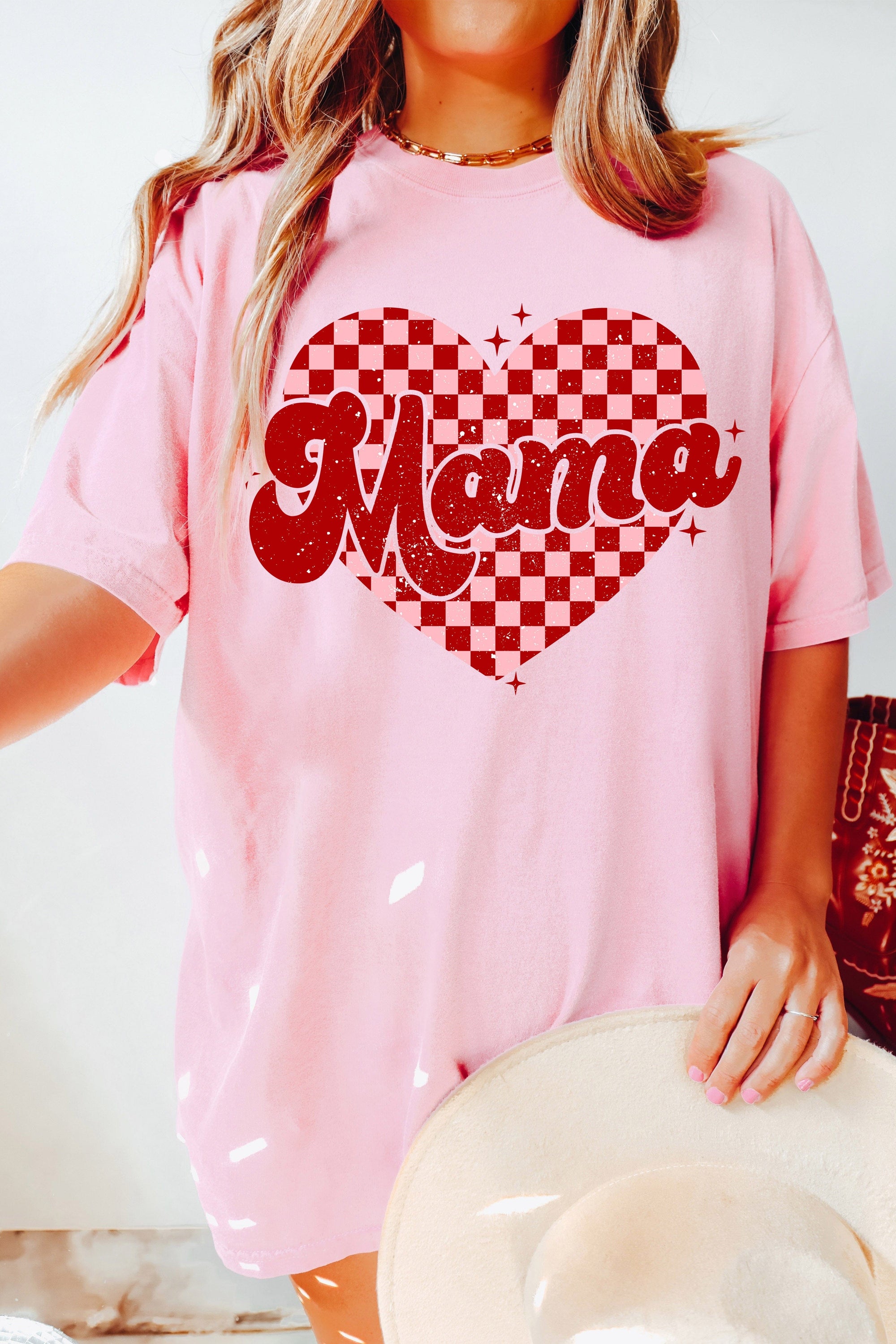 Checkered Mama Heart T-Shirt