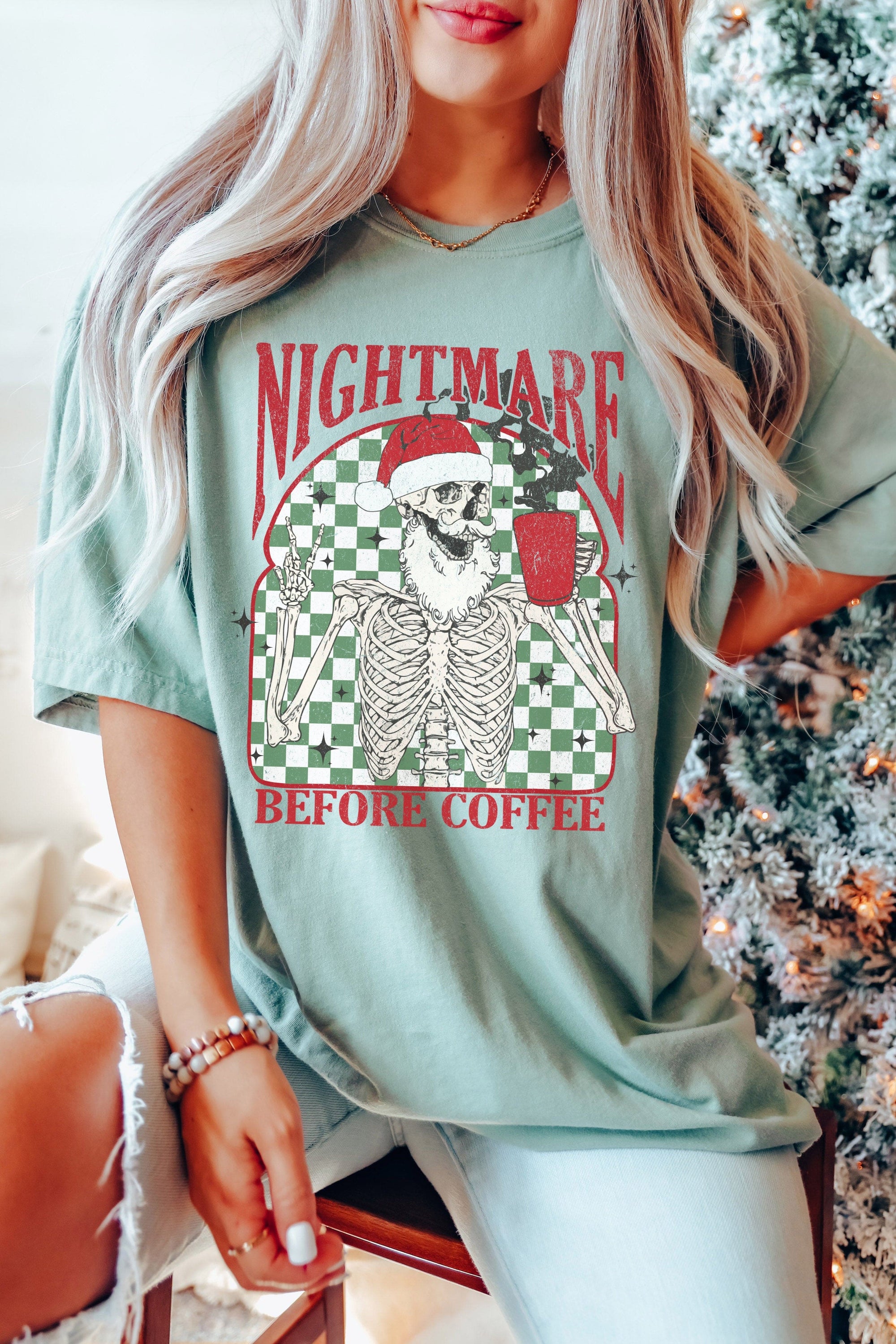 Nightmare Before Coffee Skeleton Christmas T-Shirt