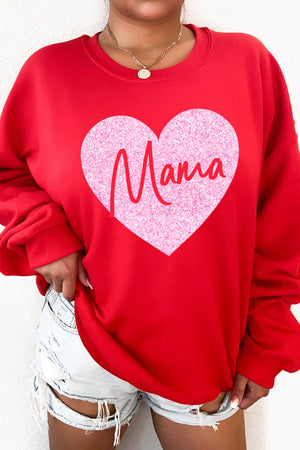 Custom Glitter Heart Valentine's Fleece Lined Sweatshirt