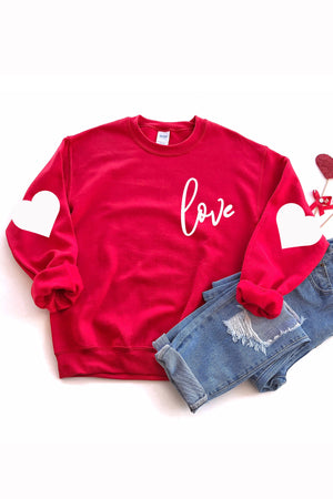 Love Elbow Hearts Fleece Lined Sweatshirt