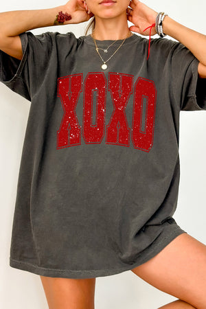 XOXO Distressed Print T-Shirt