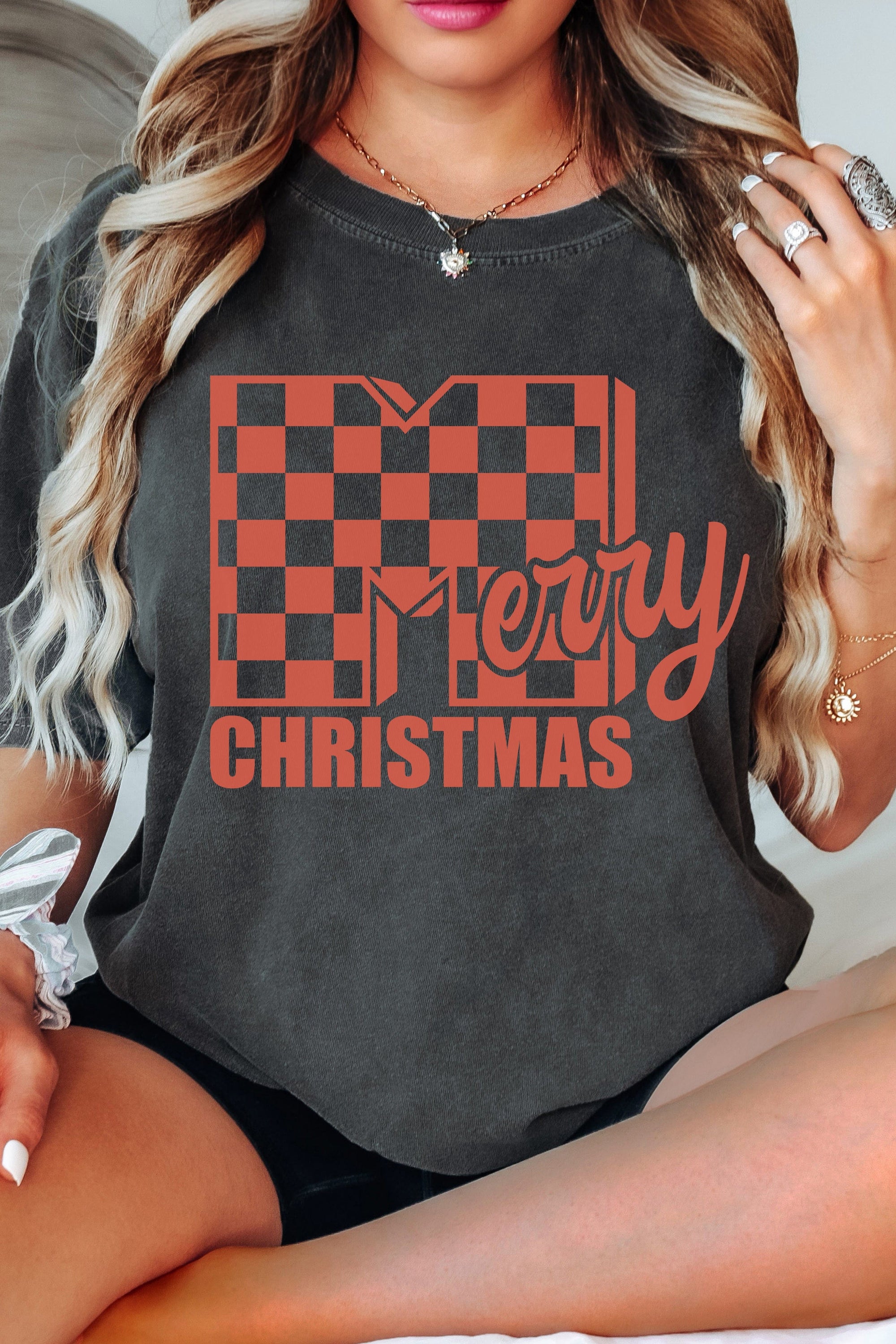 Merry Christmas T-Shirt Red Checkered