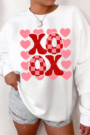 XOXO Hearts Fleece Lined Sweatshirt