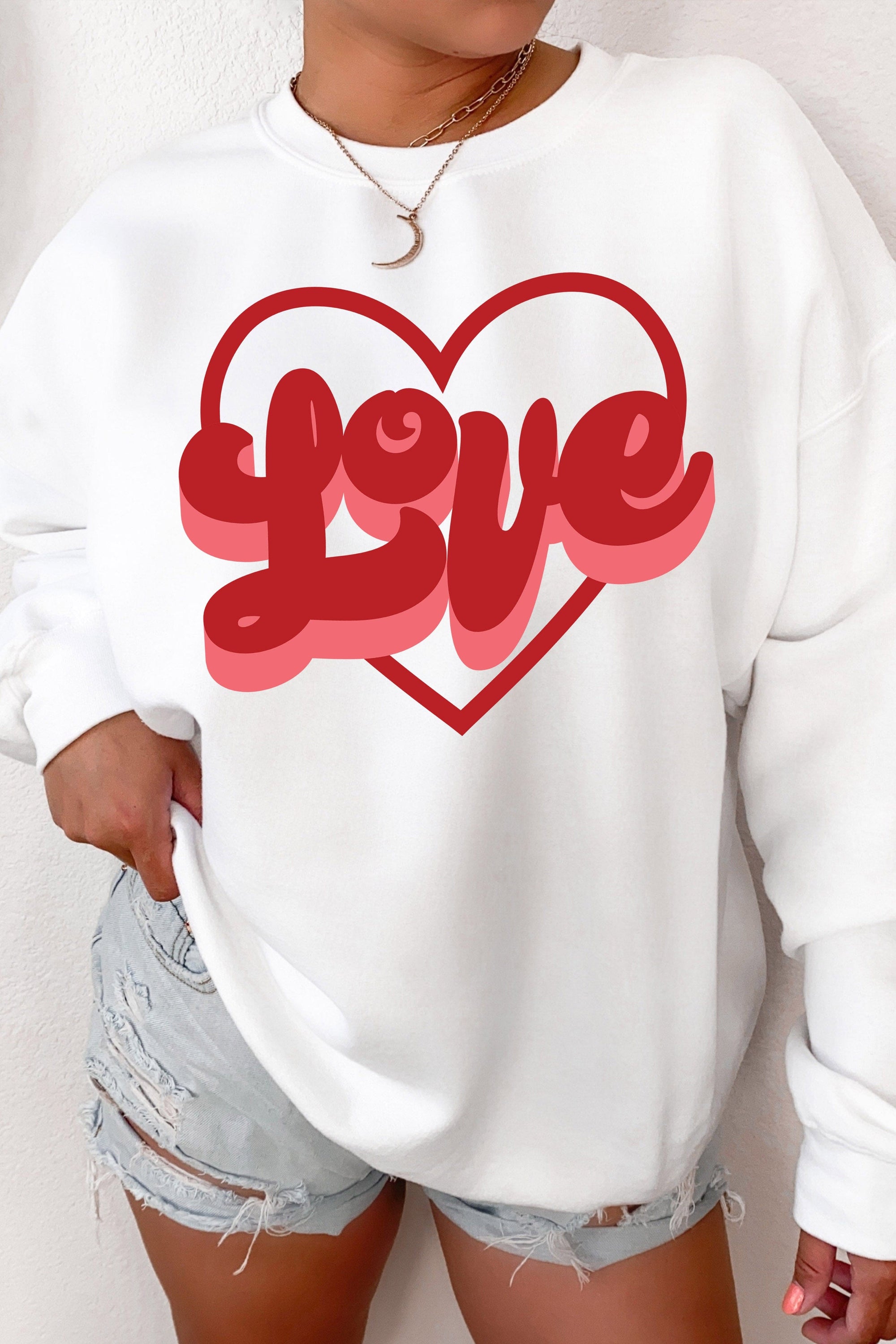 Love Heart Fleece Lined Sweatshirt