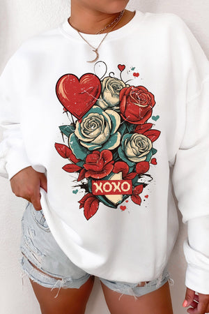XOXO Roses Fleece Lined Sweatshirt